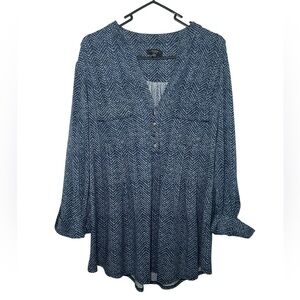 Cocomo Navy Herringbone Blouse